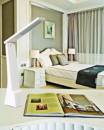 rozky Rechargeable Table Lamp, Battery Operated LED Modern Desk Lamp, Touch Sensitive Control,Mini/Cordless/Portable Lamp,3 Brightness and 3 Color Modes Dimmable, for Home,Travel,Task (White) - LeafyLoom