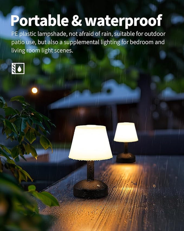 KDG Modern Cordless Small Table Lamps, Portable LED Dimmable Desk Lamp, 5000mAh Rechargeable Battery Operated Lighting for Restaurant/Bedroom/Bedside/Bar/Outdoor/Camping/Night Light(Black) - LeafyLoom