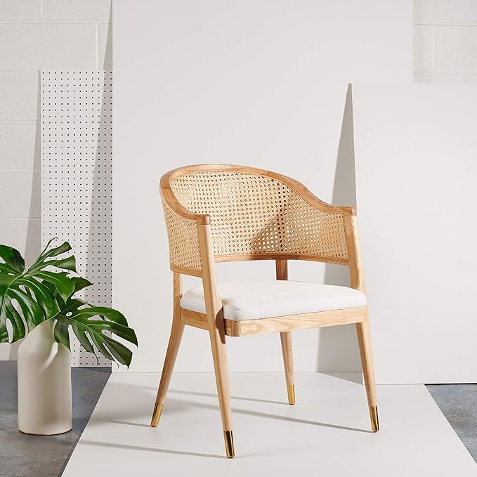 Safavieh Couture Home Collection Rogue Natural Rattan Living Room Dining Accent Chair (Fully Assembled) SFV4106B - LeafyLoom