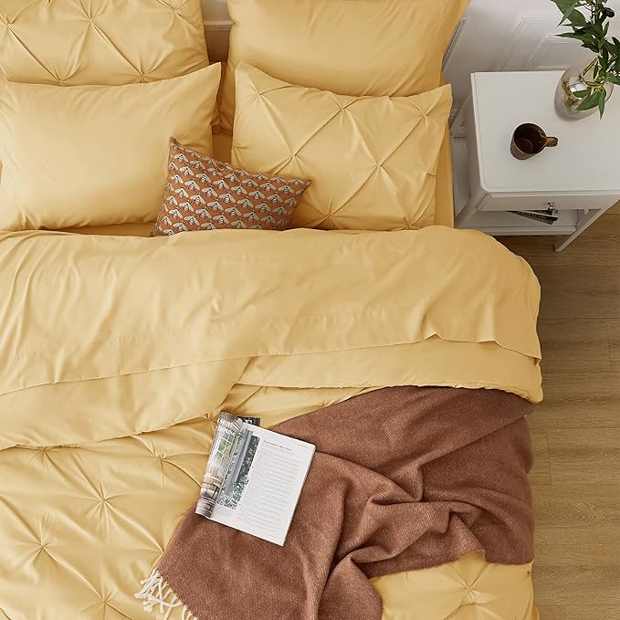 Bedsure Full Size Comforter Sets - Bedding Sets Full 7 Pieces, Bed in a Bag Yellow Bed Sets with Comforter, Sheet, Pillowcases & Shams - LeafyLoom