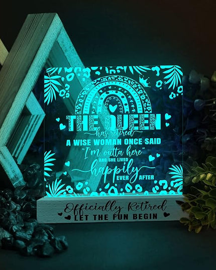 Retirement Gifts for Women 3D Illusion Lamp Acrylic Night Light, Happy Retirement Gifts for Boss Coworker Teacher Police Nurse Doctor, I'm Outta Here Goodbye Farewell Gift for Female Friends - LeafyLoom