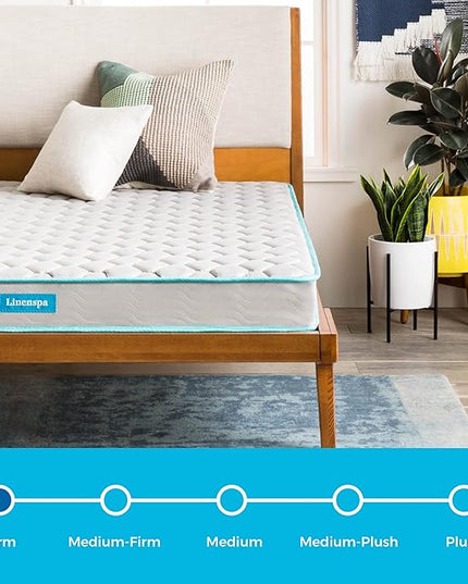 Linenspa 6 Inch Mattress - Firm Feel - Bonnell Spring with Foam Layer - Mattress in a Box - Youth or Kids Bed - Guest Bedroom - Durable and Breathable Support - Affordable - Narrow Twin Size, Grey - LeafyLoom
