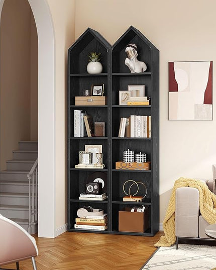 YITAHOME 73" Tall Narrow Bookshelf, Modern Open 5 Tier Bookcase, Wooden Shelf Stand for Small Spaces, Display Shelving Storage Rack for Bedroom, Living Room, Home Office, Black - LeafyLoom