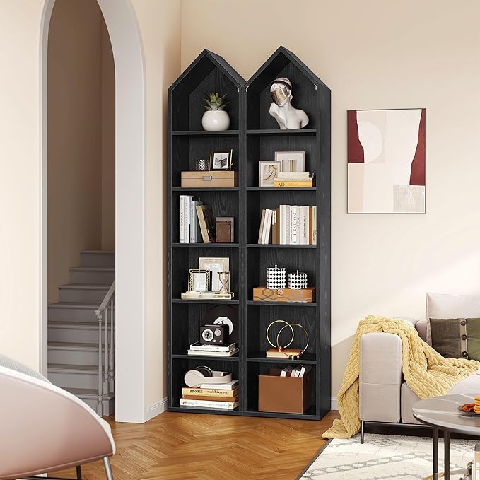 YITAHOME 73" Tall Narrow Bookshelf, Modern Open 5 Tier Bookcase, Wooden Shelf Stand for Small Spaces, Display Shelving Storage Rack for Bedroom, Living Room, Home Office, Black - LeafyLoom