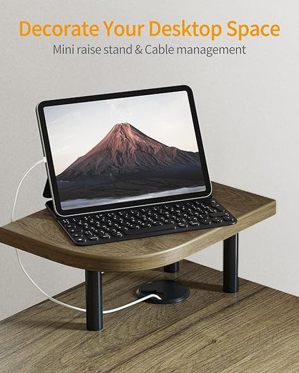 BANTI 43 Inch Corner Computer Desk with Left Storage Shelves, Small L Shaped Office Desk with Top Shelf, Study Writing Table, Mocha - LeafyLoom