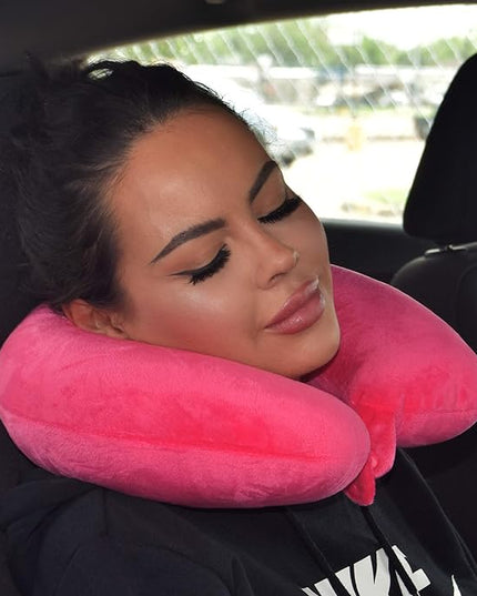 Neck Pillow Adult Cozy Soft Microfiber, Pink - LeafyLoom