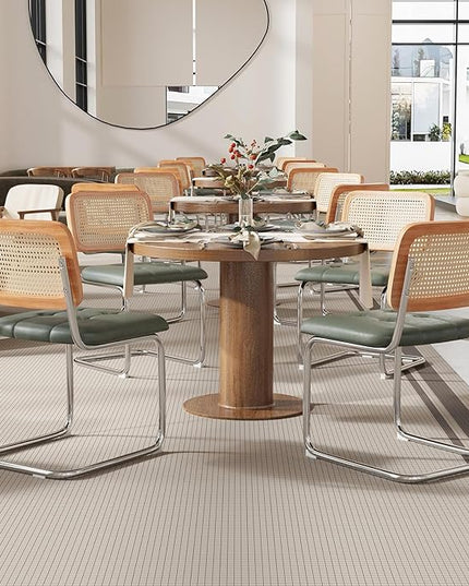 Farini Kitchen Dining Chairs Set of 2,Mid-Century Modern Chair Armless Mesh Backrest Cane Rattan Chairs for Home Dining Room(Blackish Green,PU Leather) - LeafyLoom
