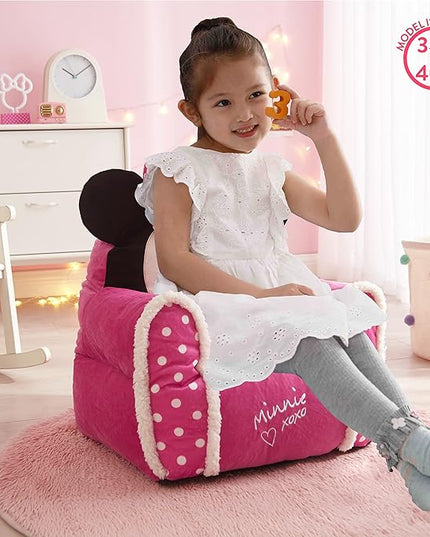 Idea Nuova Minnie Mouse Figural Sherpa Trim Bean Bag Chair, Small, Pink - LeafyLoom