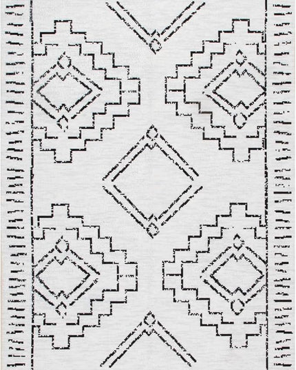 nuLOOM Noa Machine Washable Tribal Moroccan Runner Rug, 2' 6" x 8', Ivory, Rectangular, 0.1" Thick - LeafyLoom