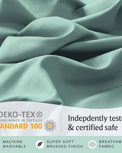 LuxClub 6 PC Full Sheet Set, Breathable Luxury Bed Sheets, Deep Pockets 18" Eco Friendly Wrinkle Free Cooling Bed Sheets Machine Washable Hotel Bedding Silky Soft - Light Teal Full - LeafyLoom