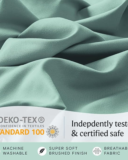 LuxClub 6 PC California King Sheet Set, Breathable Luxury Bed Sheets, Deep Pockets 18" Wrinkle Free Cooling Sheets Machine Washable Hotel Bedding Silky Soft - Light Teal Cal King - LeafyLoom