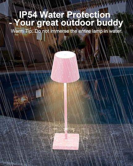 2 Pack LED Rechargeable Table Lamps, Cordless Desk Lamp, 3W 5200mAh Battery Operated Table Light, Stepless Dimming Portable Table Light Waterproof for Restaurant/Indoor/Outdoor (Pink 2Pack) - LeafyLoom