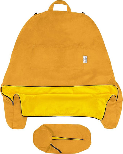 Husband Pillow XXL Cover Aspen - Reversible Micro Plush to Microsuede - Side and Back Pockets for The XXL Bed Rest Pillow - Convenient Handle for Carrying, Gold Rush - LeafyLoom