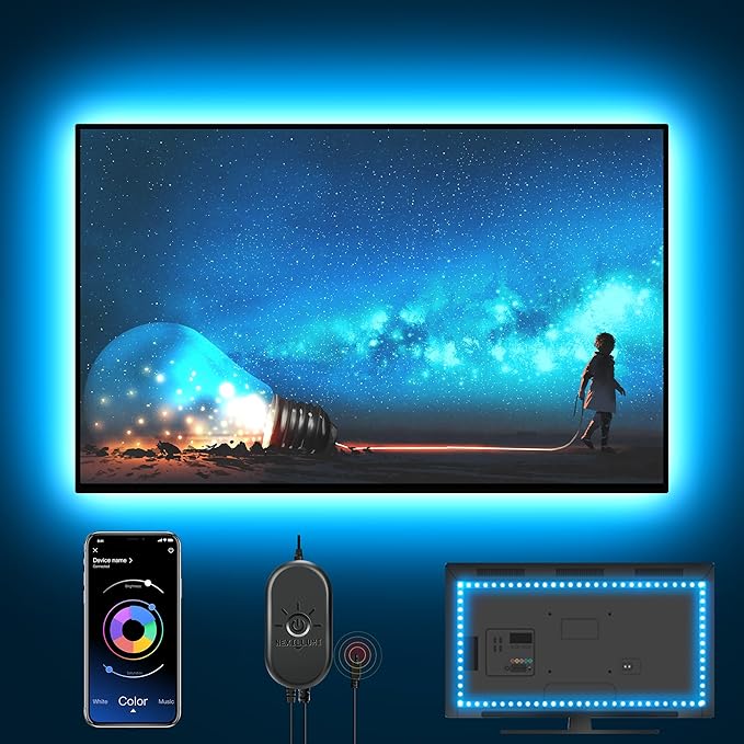 Nexillumi LED Lights for TV, 13.2ft TV LED Backlight for 32-65 Inch, RGB LED Strip Lights Behind TV, APP Remote Control Music Sync TV Led Lights for Bedroom Nexillumi