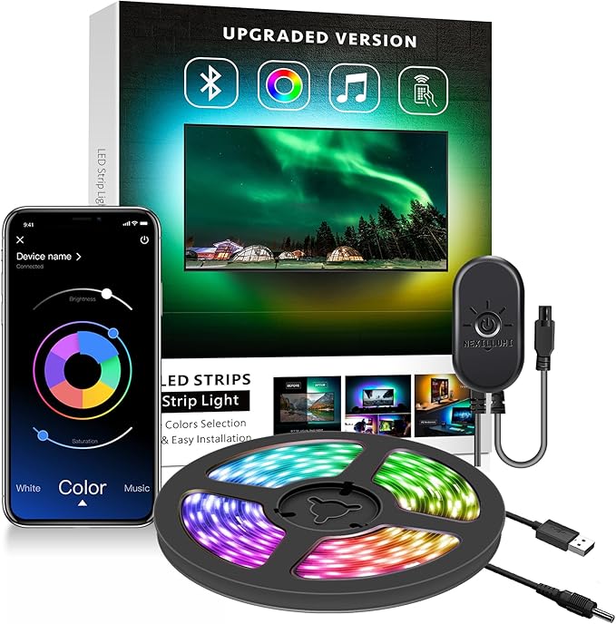 Nexillumi LED Lights for TV, 6.56ft TV LED Backlight for 24-31 Inch, RGB LED Strip Lights Behind TV, APP Remote Control Music Sync TV Led Lights for Bedroom Nexillumi