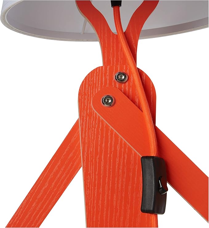 Cool Creative Floor Lamps Wood Tall Decorative Corner Reading Standing Swing Arm Light for Living Room Bedroom Office Farmhouse Kids Boys Girls Gift - with LED Bulb (Orange) - LeafyLoom