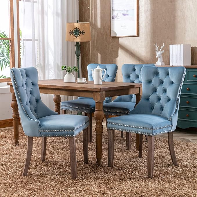 NicBex Haerin-SD-00113-LWJ Dining Chairs, 25.5"x19.7"x37.4", Light Blue - LeafyLoom