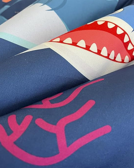 Boys Sharks Comforter Set Full Size 7 Piece Cute Ocean Animal Jellyfish 3D Printed Bedding Set Bed in A Bag for Kids Girls Teens Lightweight Soft Bed Set All Seasons Navy Blue - LeafyLoom