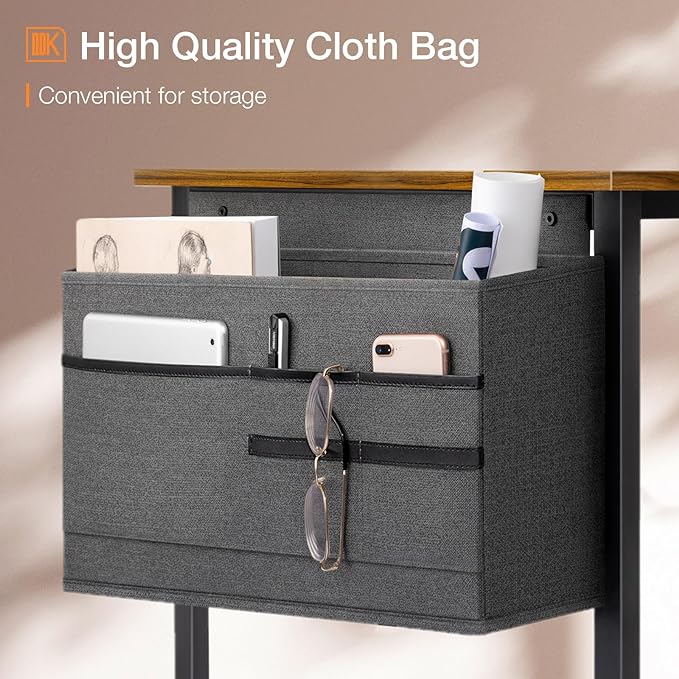 ODK Computer Desk Large Office Desk, 63 Inch Writing Desk with Storage, Modern PC Desk Work Table with Headphone Hook for Home Office, Spliced Tabletop, Rustic Brown - LeafyLoom
