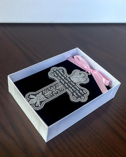 Cathedral Art CM7 Baby Girl Cross Crib Medal, 3-Inch High, Metal - LeafyLoom