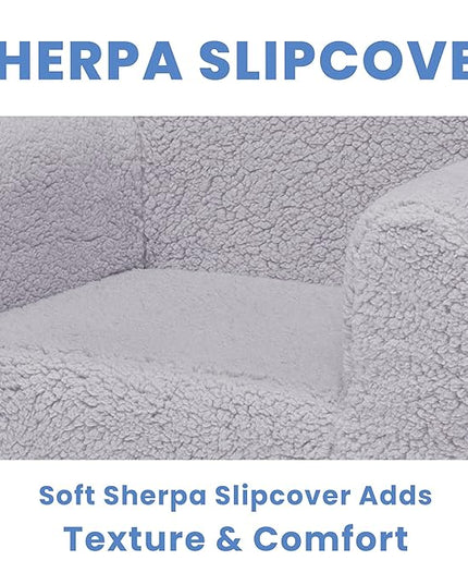 Delta Children Cozee Sherpa Chair, Grey - LeafyLoom