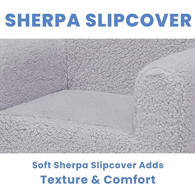 Delta Children Cozee Sherpa Chair, Grey - LeafyLoom