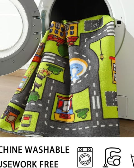 Zareas 4x6 FT Kids Area Rug Playmat Car Rug for Playroom, Children's Educational City Traffic Road Map Fun Carpet, Kids Baby Play Room Rug, City Pretend Play for Ages 3-12 Years Old, 48''x72'' - LeafyLoom
