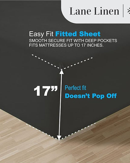 LANE LINEN 100% Egyptian Cotton Bed Sheets - 1000 Thread Count 3-Piece Twin XL Sheets Set, Long Staple Cotton Bedding Sheets, Sateen Weave, Luxury Hotel Sheets, Fits Upto 16" Mattress - Black - LeafyLoom