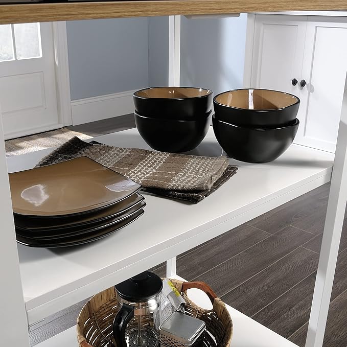 Sauder Miscellaneous Storage Kitchen Island, L: 31.50" x W: 32.88" x H: 36.00", White Finish - LeafyLoom