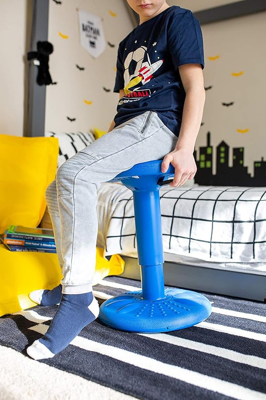 Studico ActiveChairs Adjustable Wobble Chair, Flexible Classroom Seating improves Focus, Posture & Helps ADHD/ADD. Classroom Stools, Active Wobble Chairs, Adjusts from 16.65" to 23.75" Ages 13-18 Blue - LeafyLoom