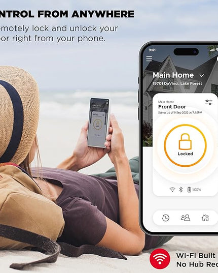 Kwikset Halo Wi-Fi Smart Lock, Keyless Entry Front Door Touchscreen Deadbolt, Matte Black Finish, Grade AAA Certified, UL Listed, Easy Install No Hub, App Control, Digital Remote Lock Kwikset