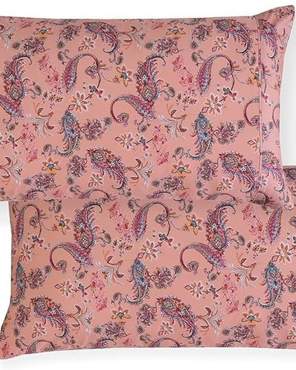 Elegant Comfort Softest and Coziest 6-Piece Sheet Set - 1500 Premium Hotel Quality Microfiber - Deep Pocket, Wrinkle Resistant 6-Piece Paisley Pattern Bed Sheet Set, Full, Paisley Coral - LeafyLoom