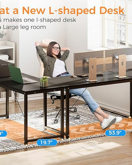 ODK Computer Desk Large Office Desk, 55 Inch Gaming Desk with Storage, Modern PC Desk Work Table with Headphone Hook for Home Office, Black - LeafyLoom