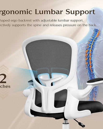 FelixKing Drafting Chair, Tall Office Chairs with Footrest Ring, Home Standing Desk High Chair with Lumbar Support Adjustable Counter Height Ergonomic Swviel Rolling Chairs for Working (White) - LeafyLoom