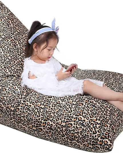Jorbest Stuffed Animal Storage Bean Bag Chair Cover for Kids and Adults, Bean Bag Stuffed Animal Storage, Luxury Velvet Leopard Print Bean Bag Covers Only without Filling, (200L/52 Gal) - LeafyLoom