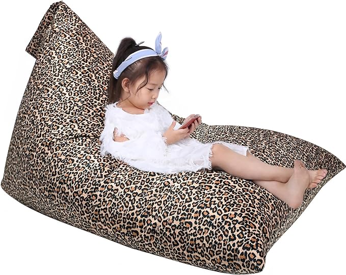 Jorbest Stuffed Animal Storage Bean Bag Chair Cover for Kids and Adults, Bean Bag Stuffed Animal Storage, Luxury Velvet Leopard Print Bean Bag Covers Only without Filling, (200L/52 Gal) - LeafyLoom