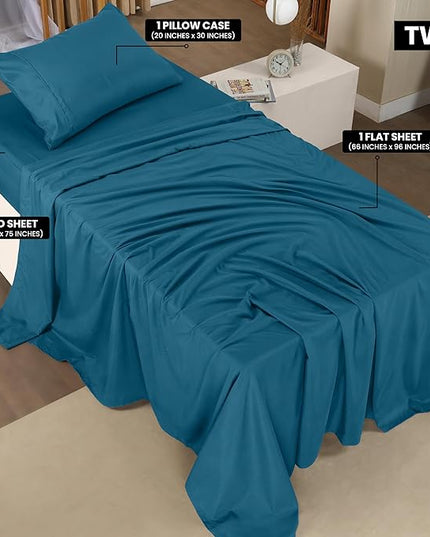 Utopia Bedding Twin Bed Sheets Set - 3 Piece Bedding - Brushed Microfiber - Shrinkage and Fade Resistant - Easy Care (Twin, Denim Blue) - LeafyLoom
