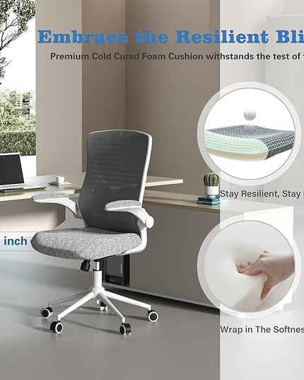 Office Chair, High Back Desk Chair with Adjustable Lumbar Support, Ergonomic Mesh Computer Chair with Premium Cold-Cured Cushion, Height Liftable Swivel Chair for Home Office - LeafyLoom
