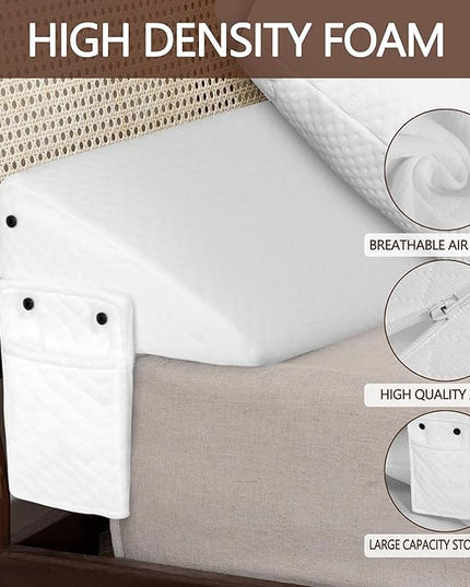 Bed Wedge Pillow,Headboard Pillow,Mattress Wedge,Close The Gap (0-8") Between Your Mattress and Headboard,Bed Gap Filler (White, Queen) - LeafyLoom
