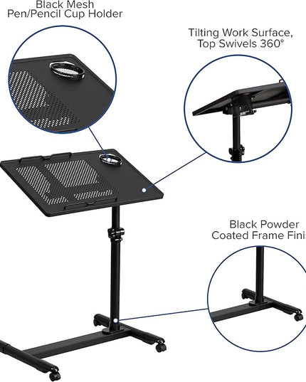 Flash Furniture Macon Black Adjustable Height Steel Mobile Computer Desk - LeafyLoom