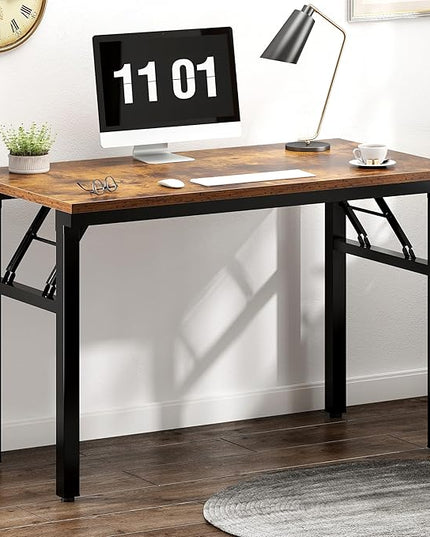 Need 39.4 inches Computer Desk for Small Space Small Folding Table Small Writing Desk Compact Desk Foldable Desk with BIFMA Certification, No Install Needed, Rustic Brown AC5-10060-FB - LeafyLoom