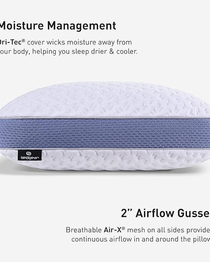 Bedgear Balance Cuddle Curve Performance Pillow - Size 3.0 - Moisture-Wicking Pillow for Side Sleepers - Medium Firmness Bed Pillow- Hypoallergenic, Washable Removable Cover - 20" W x 26" L x 6.5" H - LeafyLoom
