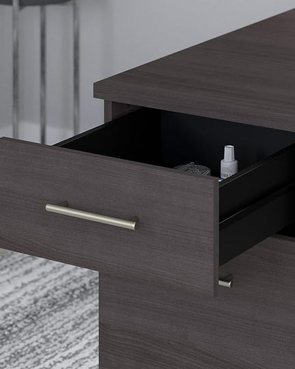 Bush SET018SG Somerset 72-Inch Computer Desk with Drawers and Hutch, Storm Gray - LeafyLoom