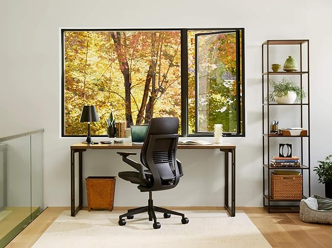 Steelcase Gesture Office Chair - Ergonomic Work Chair with Wheels for Carpet - Comfortable Office Chair - Intuitive-to-Adjust Chairs for Desk - 360-Degree Arms - Graphite Gray Fabric - LeafyLoom