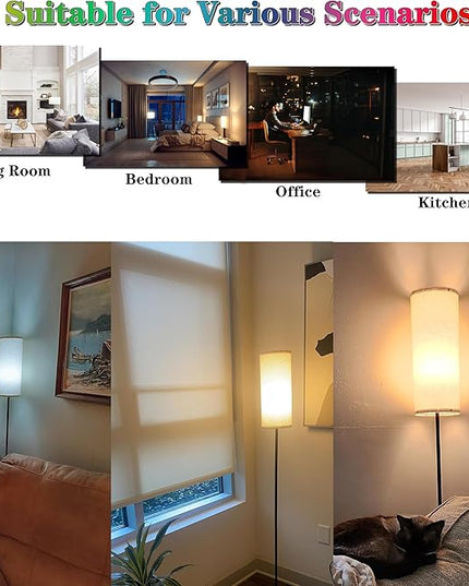 LED Floor Lamp Simple Design, Modern Floor Lamp with Shade, Tall Lamps for Living Room Bedroom Office Dining Room Kitchen, Black Pole Lamp with Foot Switch (Bulb Included) - LeafyLoom