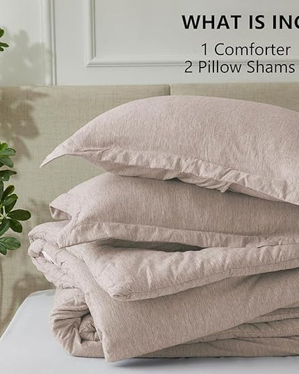 CozyLux Full Size Comforter Set - 3 Pieces Warm Taupe Soft Luxury Cationic Tan Dyeing Bedding Comforter for All Season, Breathable Lightweight Fluffy Boho Bed Sets with 1 Comforter and 2 Pillow Shams - LeafyLoom