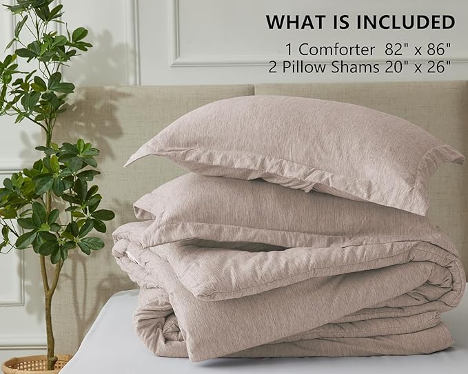 CozyLux Full Size Comforter Set - 3 Pieces Warm Taupe Soft Luxury Cationic Tan Dyeing Bedding Comforter for All Season, Breathable Lightweight Fluffy Boho Bed Sets with 1 Comforter and 2 Pillow Shams - LeafyLoom