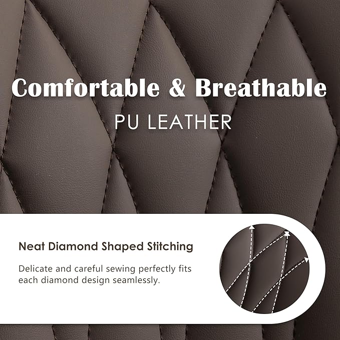 YOUNUOKE Office Desk Chair, Comfy Home Office Chairs, Small Comfortable Desk Chairs with Wheels, Armless PU Leather Chairs for Computer Conference, Brown - LeafyLoom