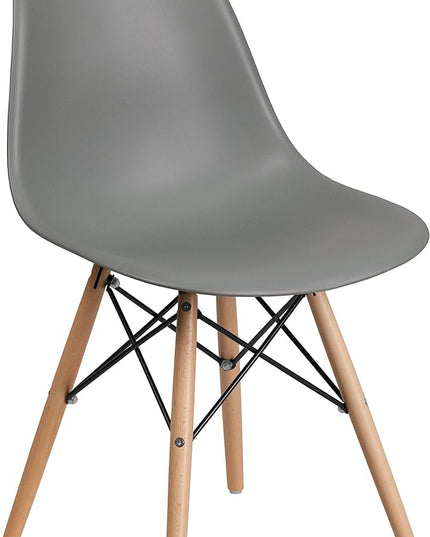 Flash Furniture Elon Series Moss Gray Plastic Chair with Wooden Legs - LeafyLoom