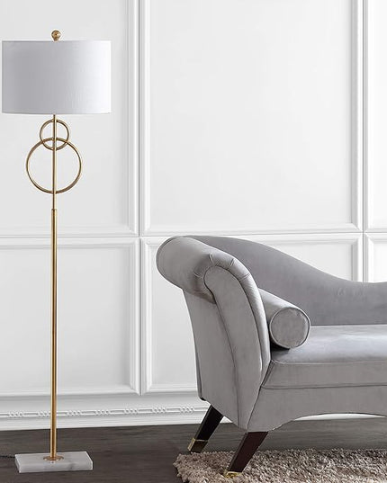 JONATHAN Y JYL1097A Haines 60" Modern Circle Marble/Metal LED Floor Lamp Classic,Glam,Transitional for Bedrooms, Living Room, Office, Reading, Gold - LeafyLoom